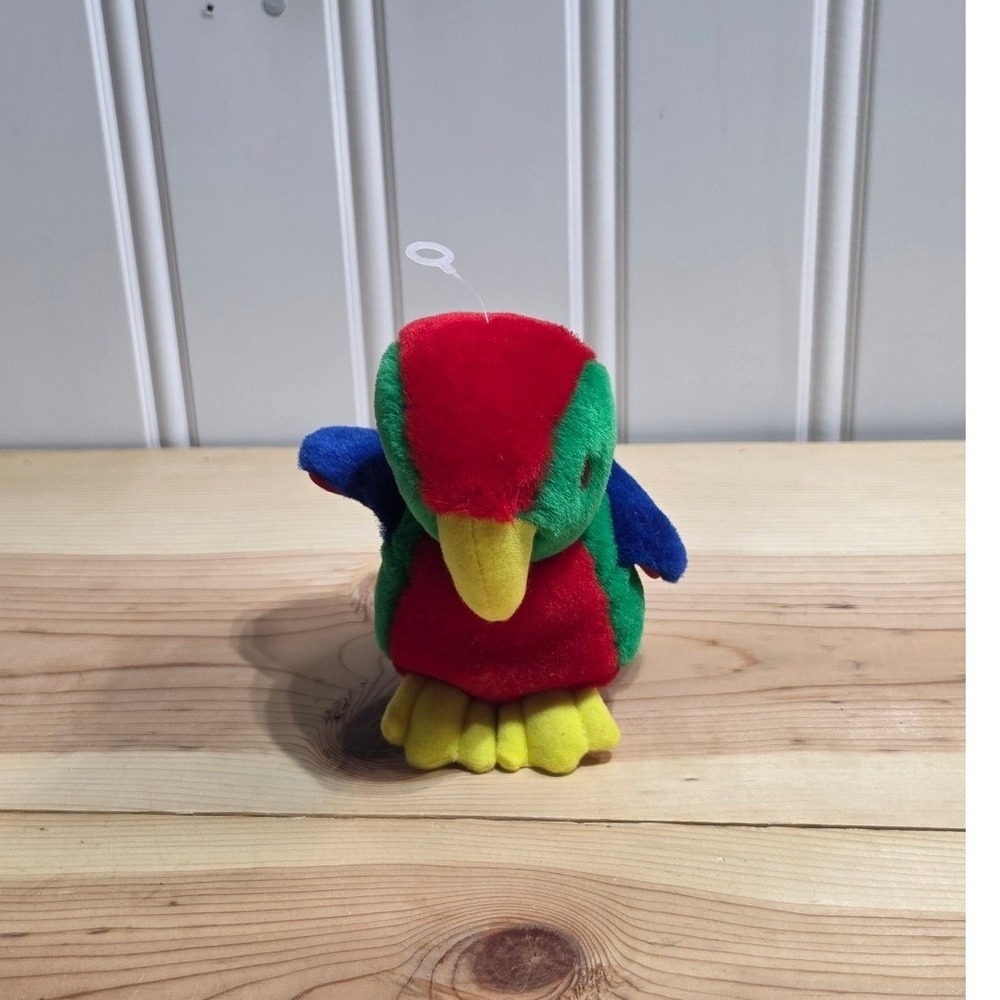 Vintage Plush Parrot Beanbag Stuffed Animal Red Green Blue Yellow Bird 7"